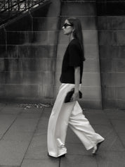 Harris Tapper | Irving Trouser in Ivory Satin | The UNDONE