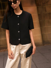 Harris Tapper | Short Sleeve Tilmens Jacket in Black | The UNDONE