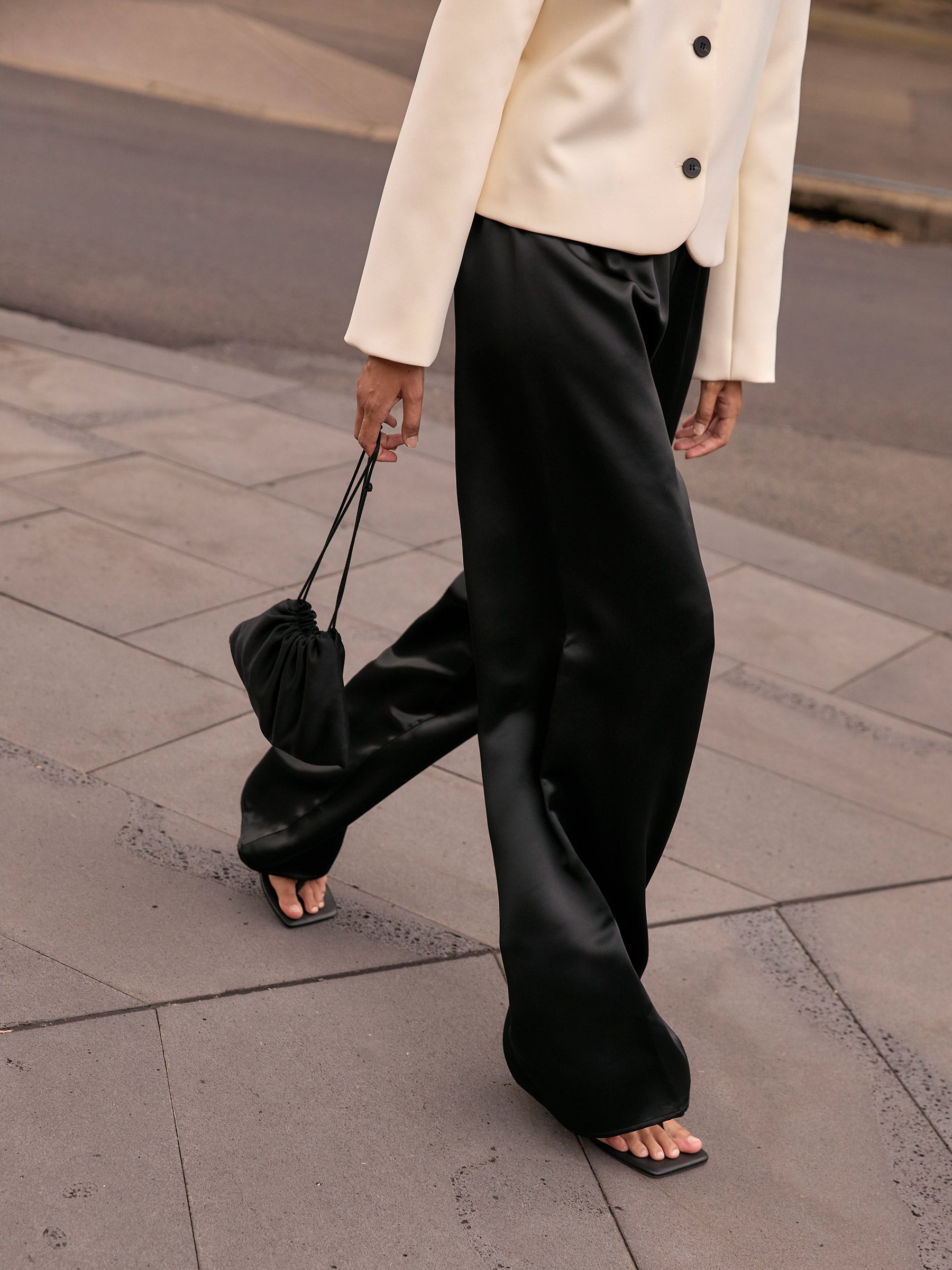 The Everyday Pouch Bag in Black Wool | The UNDONE