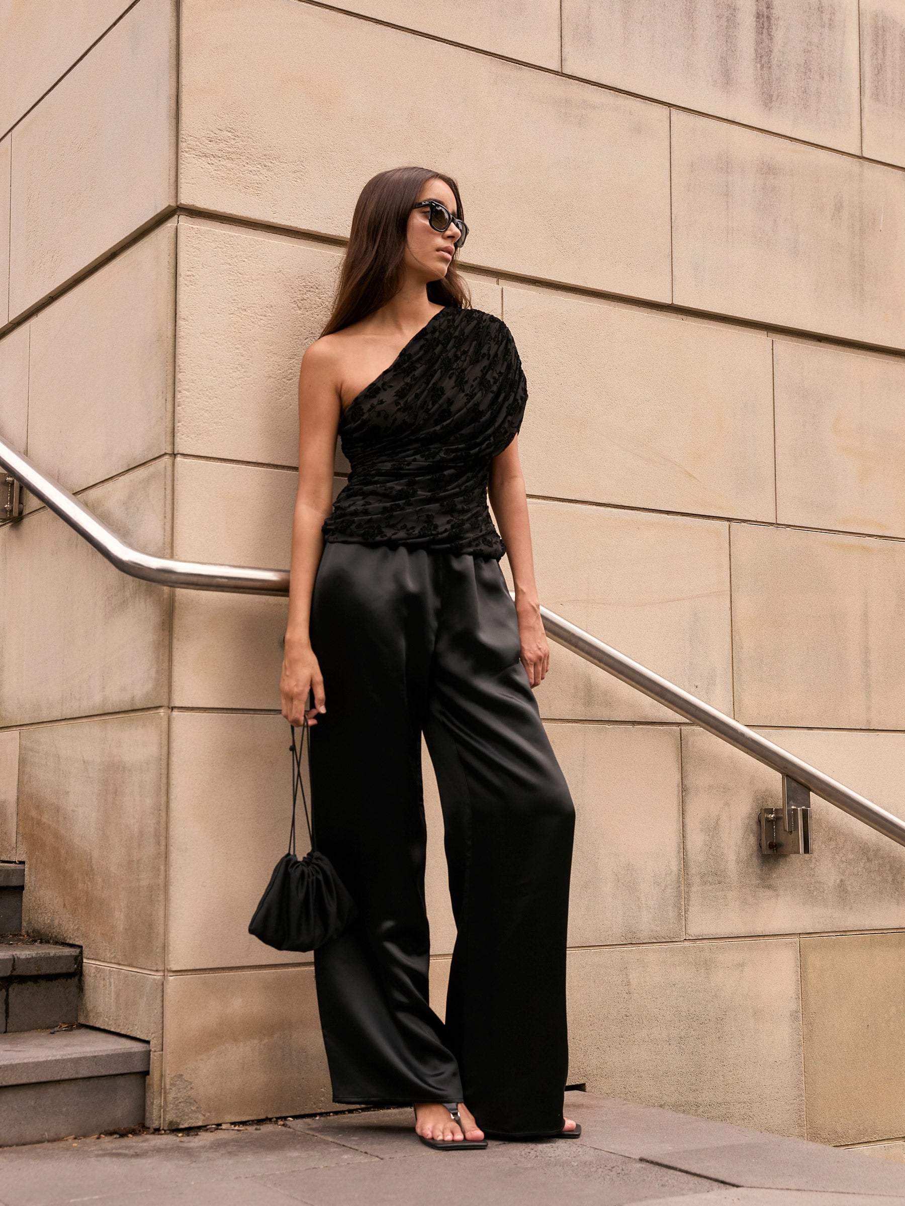 Harris Tapper | Irving Trouser in Black Satin | The UNDONE