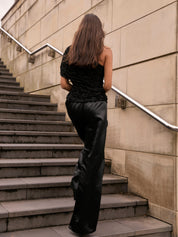 Harris Tapper | Irving Trouser in Black Satin | The UNDONE
