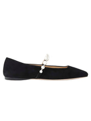 Jimmy Choo | Ade Embellished Suede Ballet Flats in Black | The UNDONE