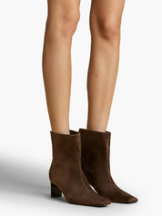 Khaite | Ona Ankle Boot in Brown Ebano Suede | The UNDONE