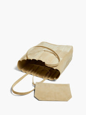 Khaite | Zoe Tote in Beige Suede | The UNDONE