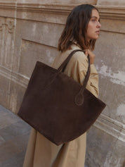 Liffner | Sprout Tote Suede in Dark Brown | The UNDONE