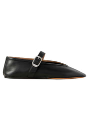 Le Monde Béryl | Stella Leather Mary Jane Ballet Flats in Black | The UNDONE