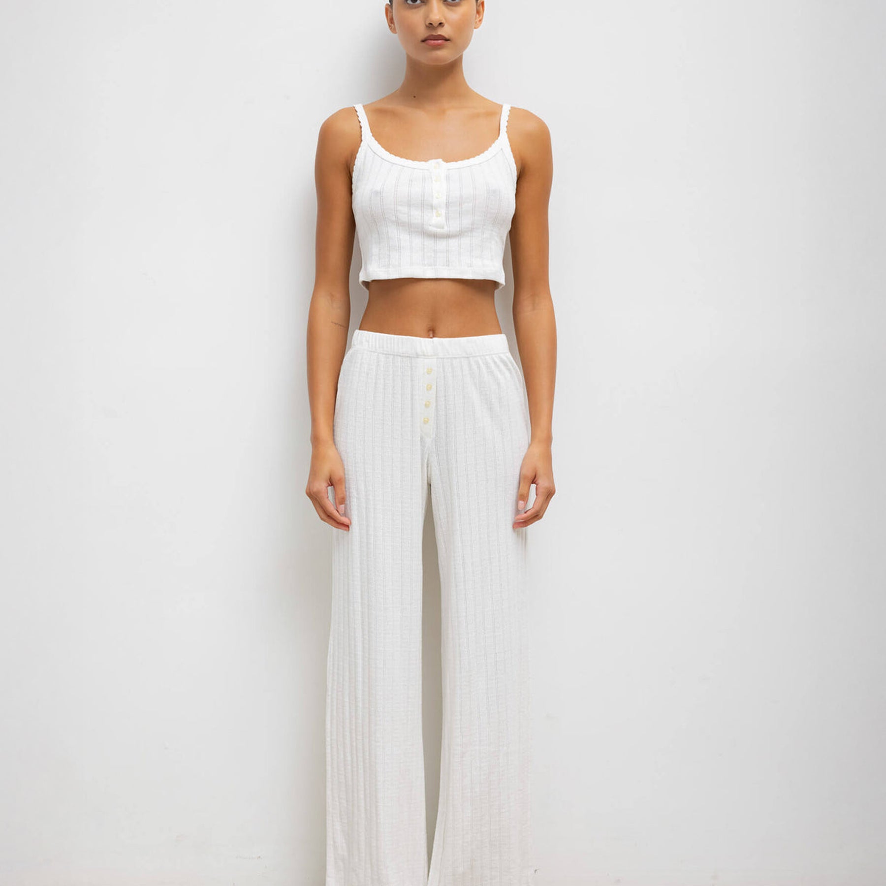 LESET | Pointelle Boxer Pant in White | The UNDONE