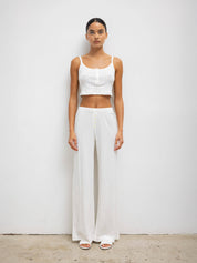 LESET | Pointelle Boxer Pant in White | The UNDONE
