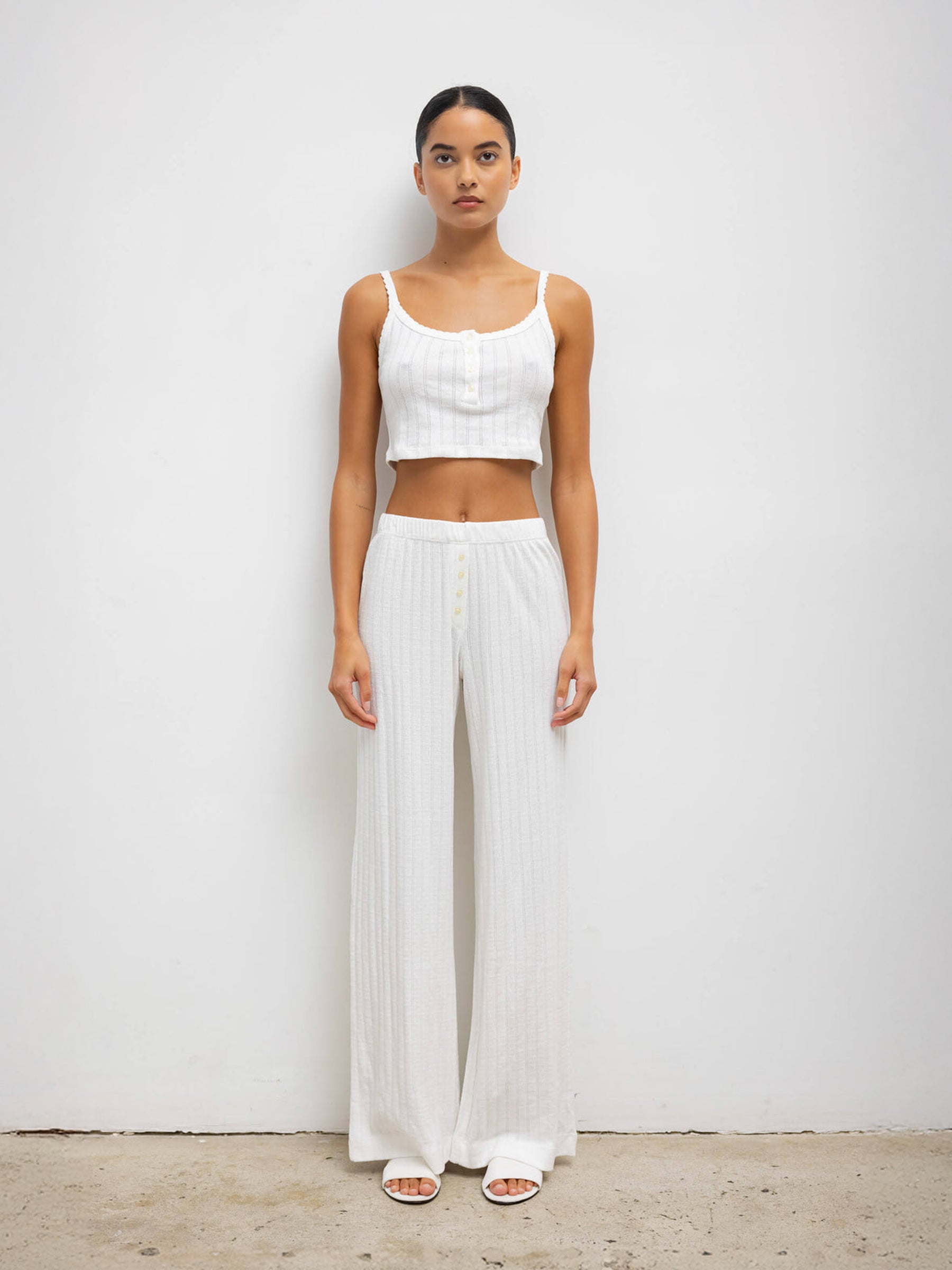 LESET | Pointelle Boxer Pant in White | The UNDONE
