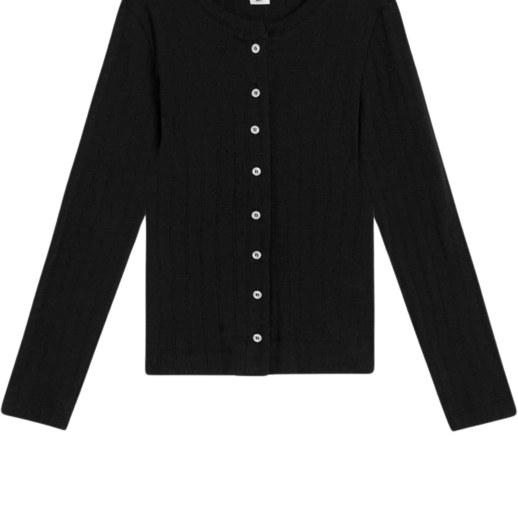 LESET | Pointelle Classic Crew Cardigan in Black | The UNDONE