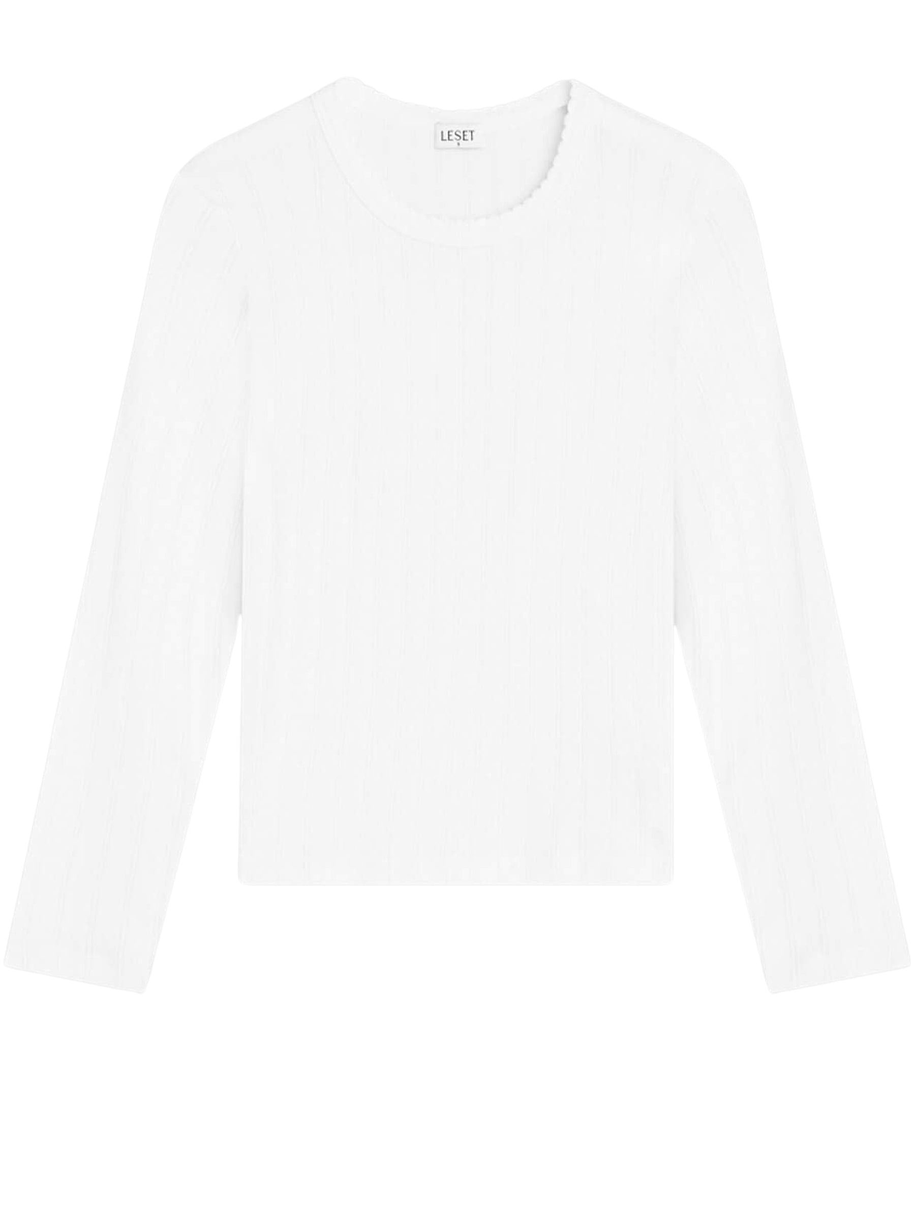 LESET | Pointelle Slim Fit Long Sleeve in White | The UNDONE