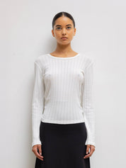 LESET | Pointelle Slim Fit Long Sleeve in White | The UNDONE