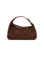 Liffner | Pillow Pouch Bag in Dark Brown Suede | The UNDONE