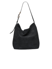 Liffner | Slouch Bucket Bag in Black Suede | The UNDONE