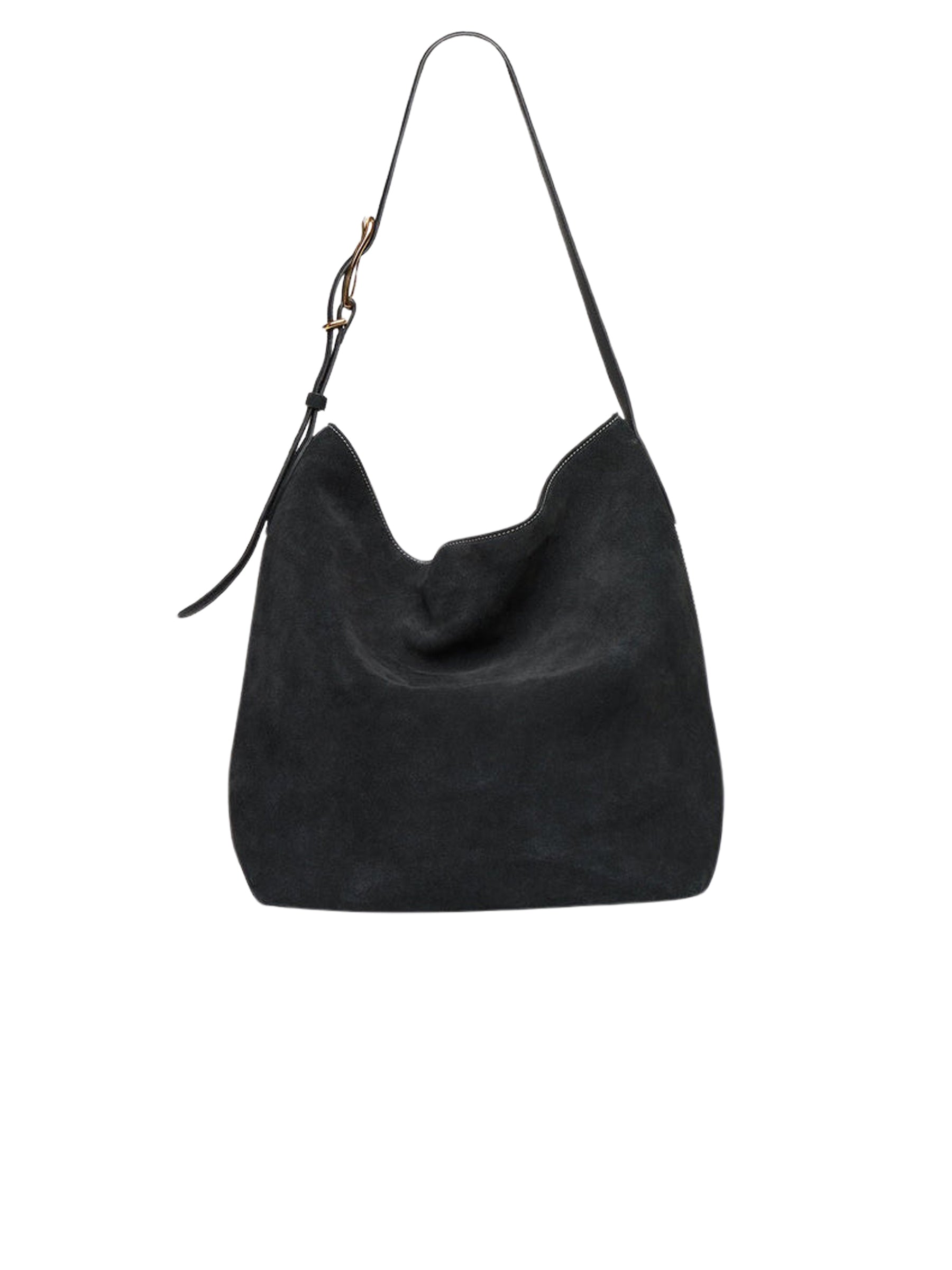 Liffner | Slouch Bucket Bag in Black Suede | The UNDONE