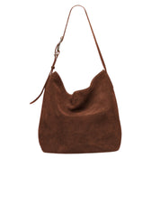 Liffner | Slouch Bucket Bag in Dark Brown Suede | The UNDONE