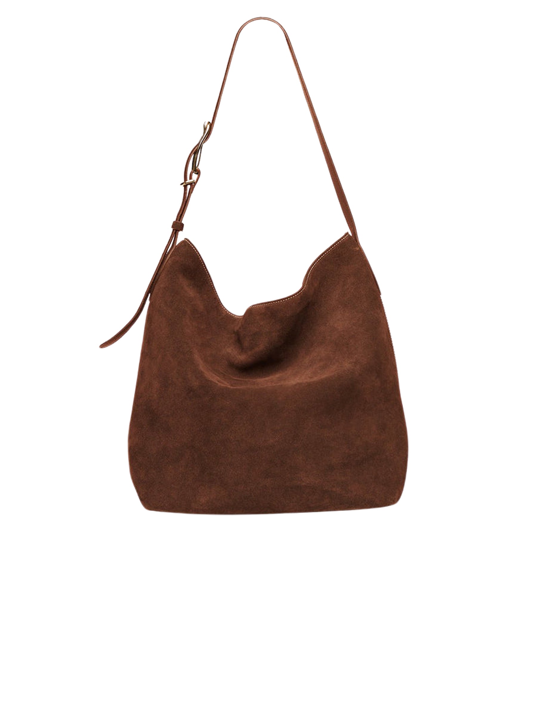 Liffner | Slouch Bucket Bag in Dark Brown Suede | The UNDONE