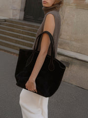 Liffner | Sprout Tote Suede in Black Suede | The UNDONE