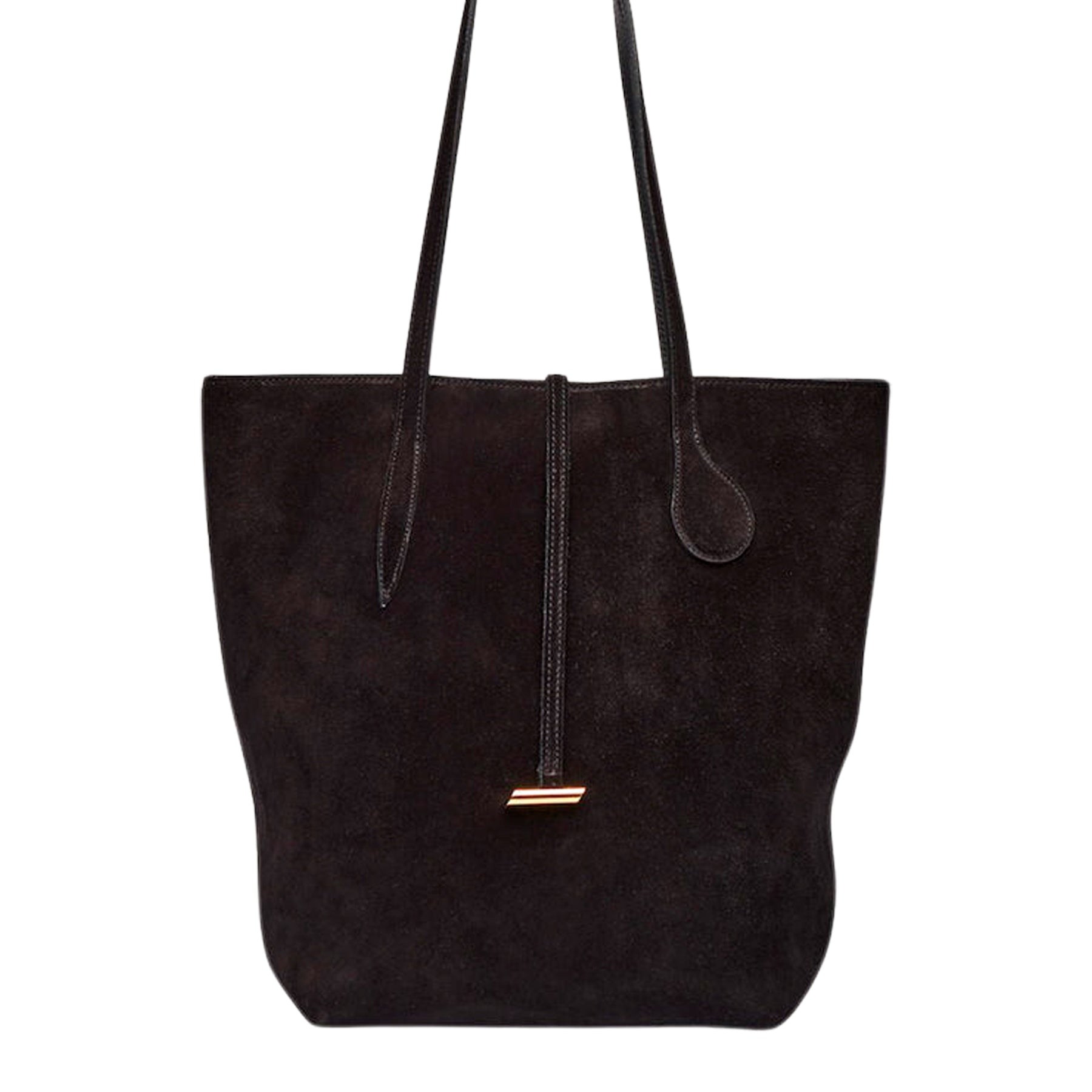 Liffner | Tall Sprout Tote in Black Suede | The UNDONE