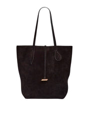Liffner | Tall Sprout Tote in Black Suede | The UNDONE