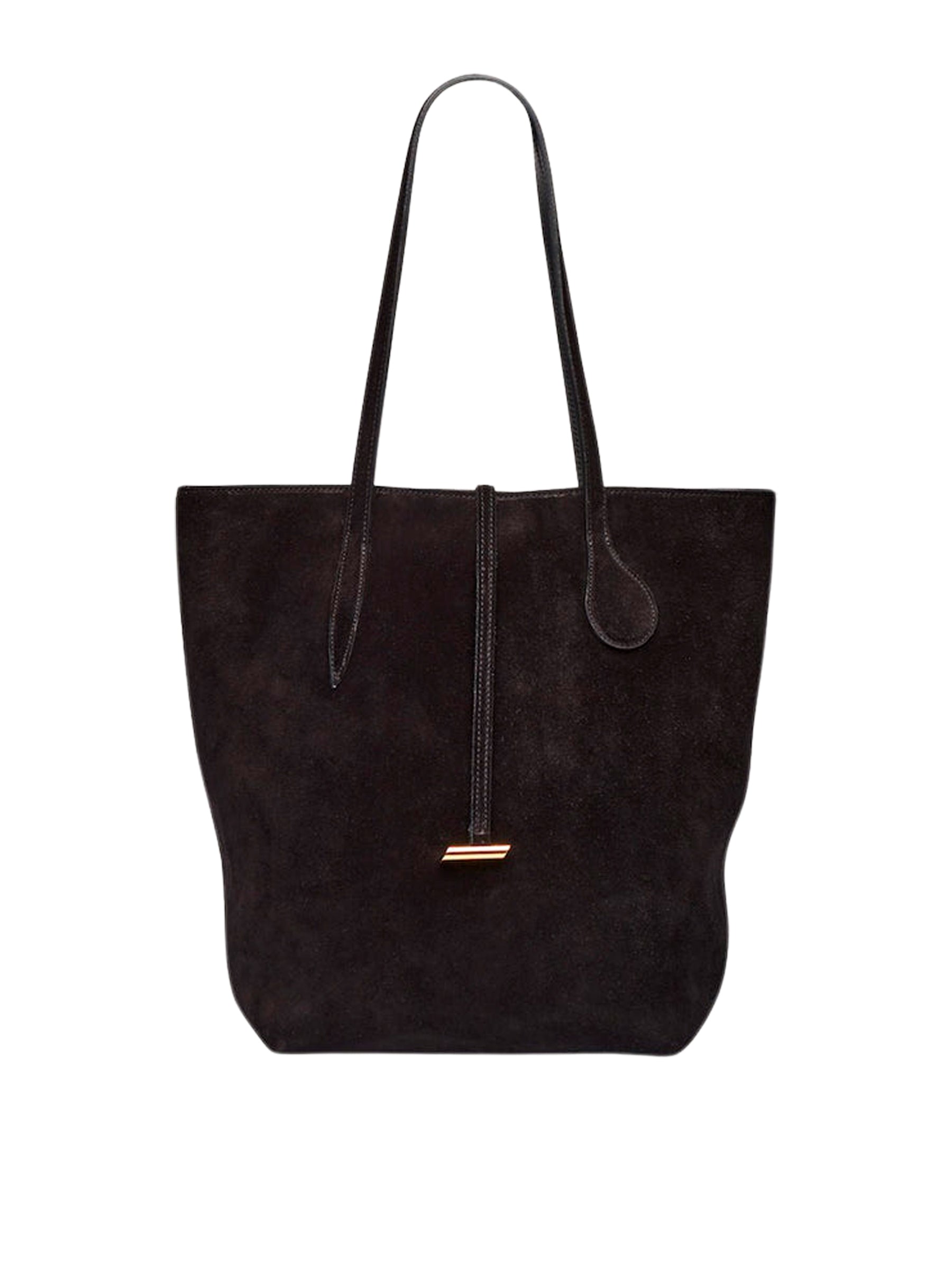 Liffner | Tall Sprout Tote in Black Suede | The UNDONE