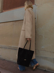 Liffner | Tall Sprout Tote in Black Suede | The UNDONE