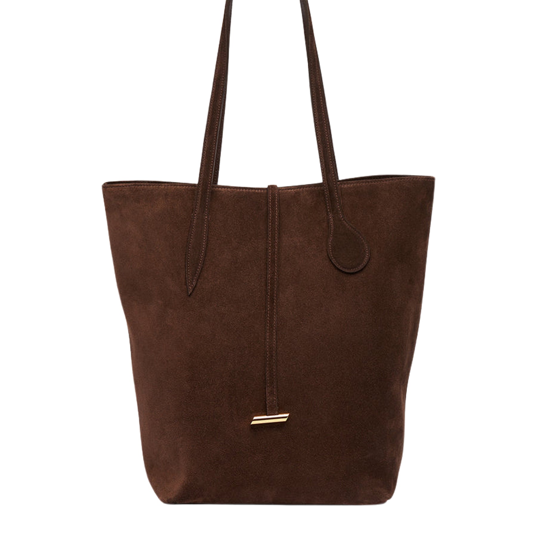 Liffner | Tall Sprout Tote in Brown Suede | The UNDONE