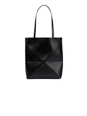 LOEWE | Puzzle Fold Medium Leather Tote Bag in Black | The UNDONE