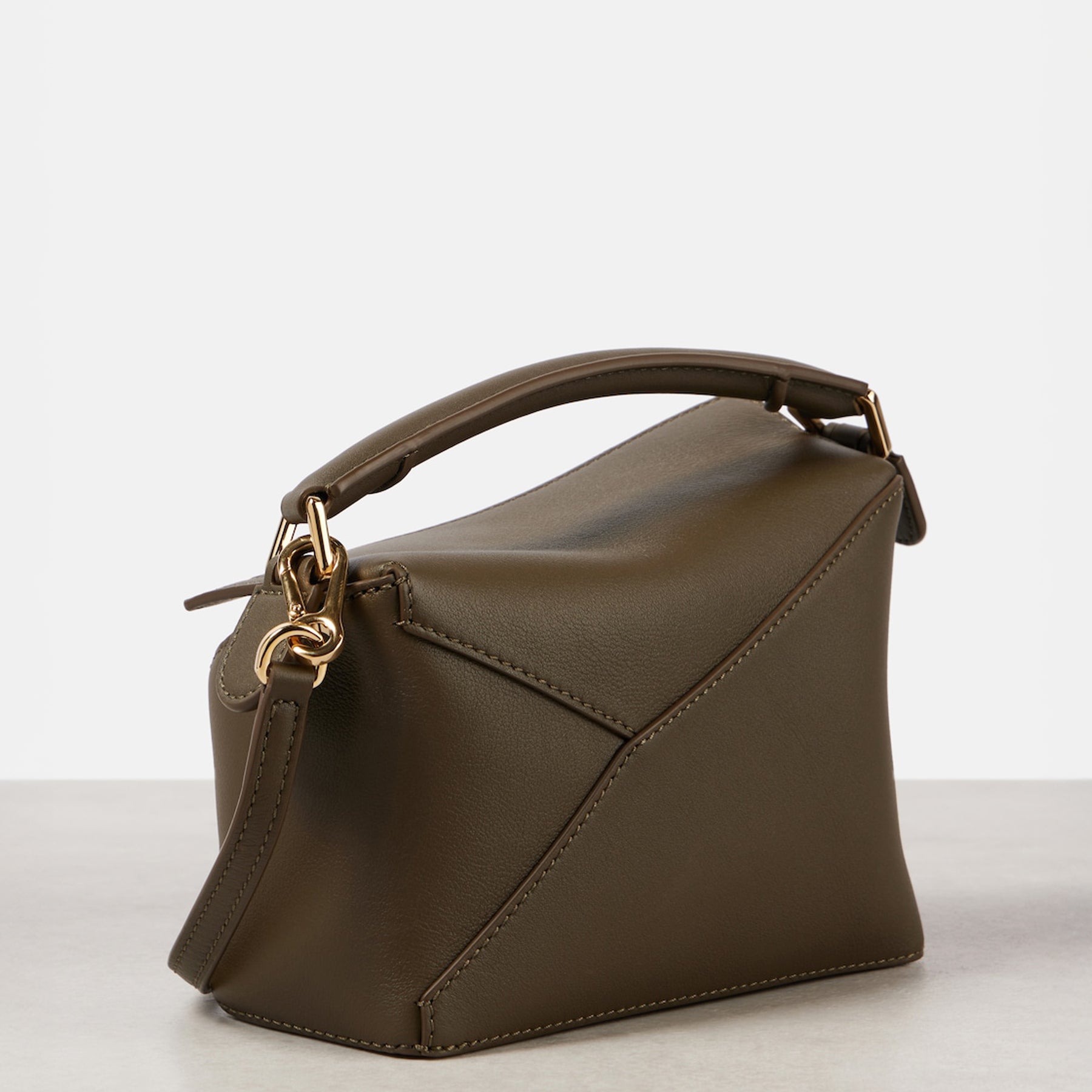 LOEWE | Puzzle Mini Leather Shoulder Bag in Dark Khaki Green | The UNDONE