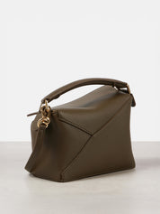 LOEWE | Puzzle Mini Leather Shoulder Bag in Dark Khaki Green | The UNDONE