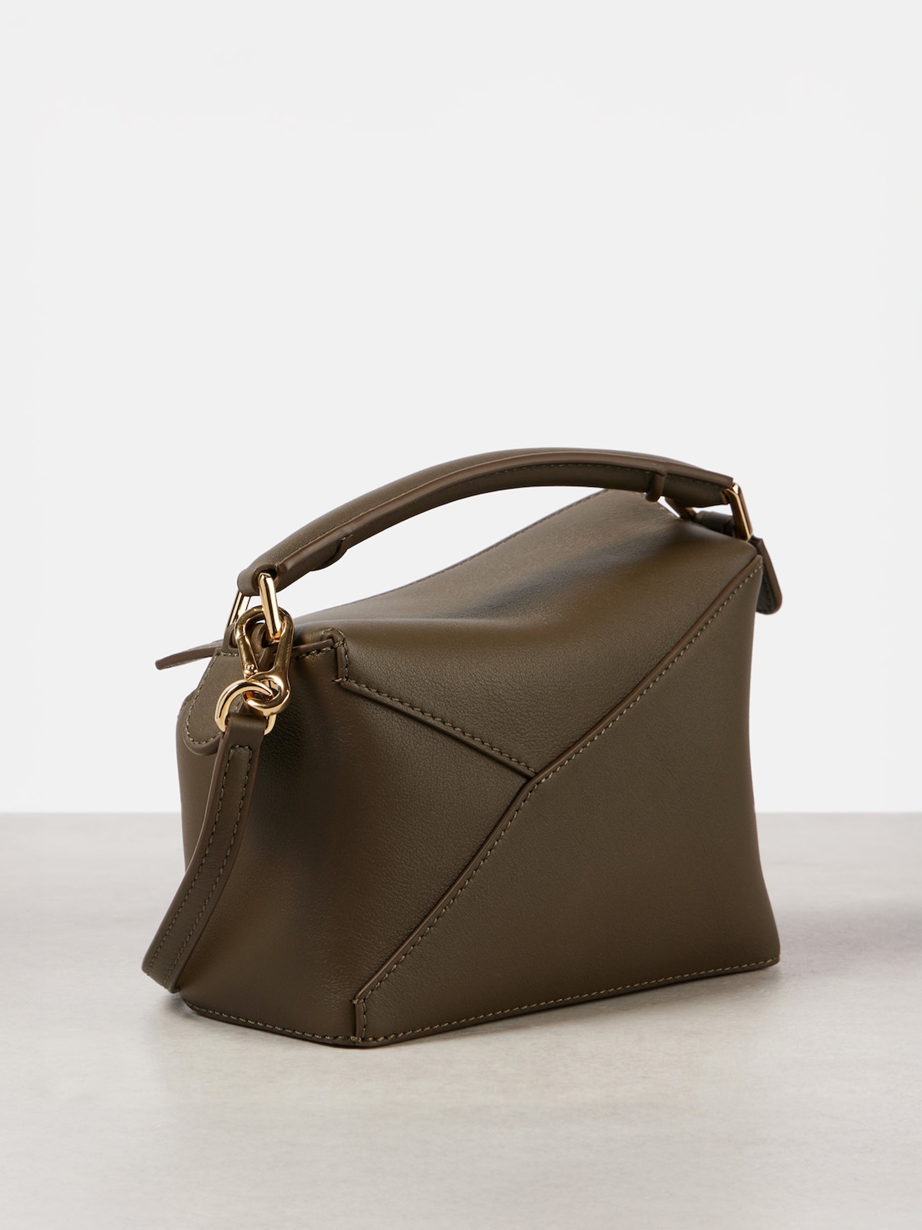 LOEWE | Puzzle Mini Leather Shoulder Bag in Dark Khaki Green | The UNDONE
