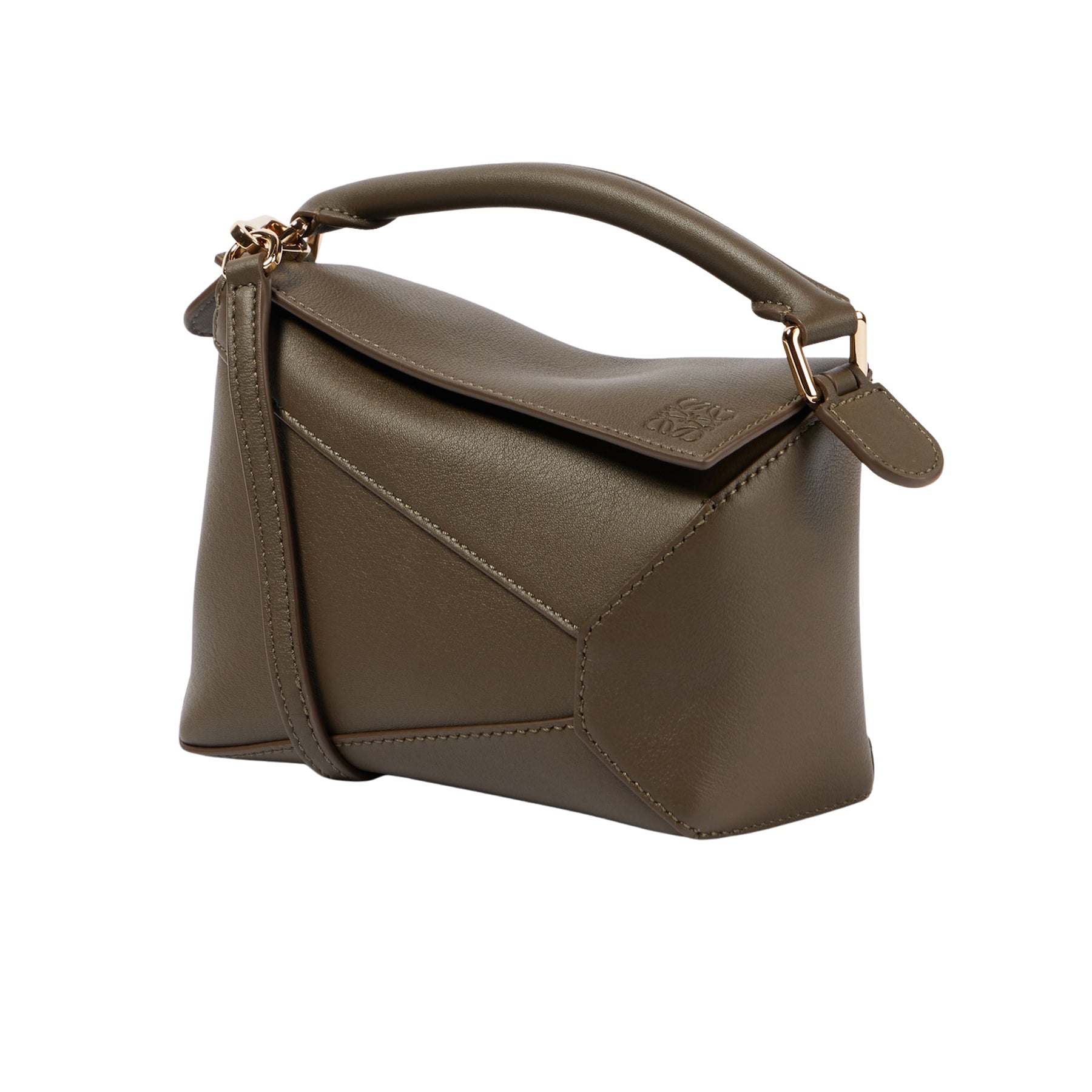 LOEWE | Puzzle Mini Leather Shoulder Bag in Dark Khaki Green | The UNDONE