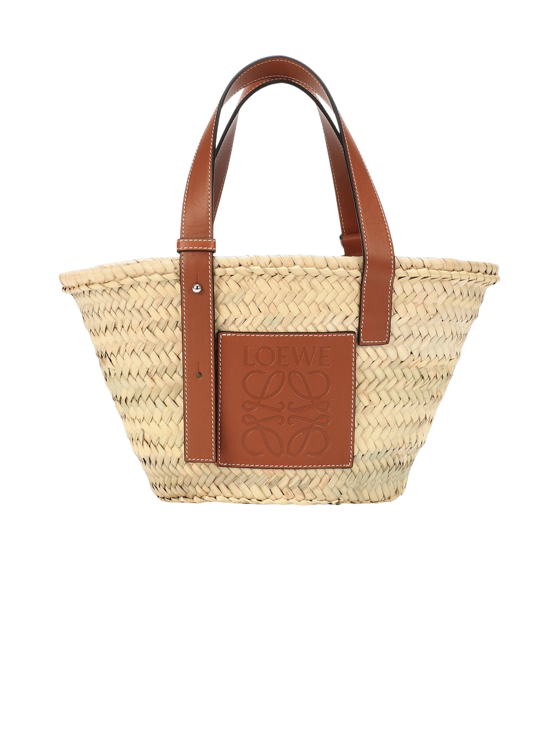 Small Leather-Trimmed Basket Tote