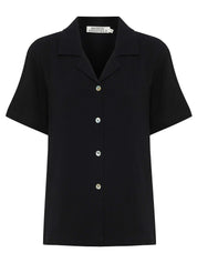 Maison Essentiele | Core Short Sleeve Shirt in Black | The UNDONE