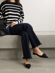Manolo Blahnik | Maysale Buckled Suede Point-Toe Flats in Black | The UNDONE