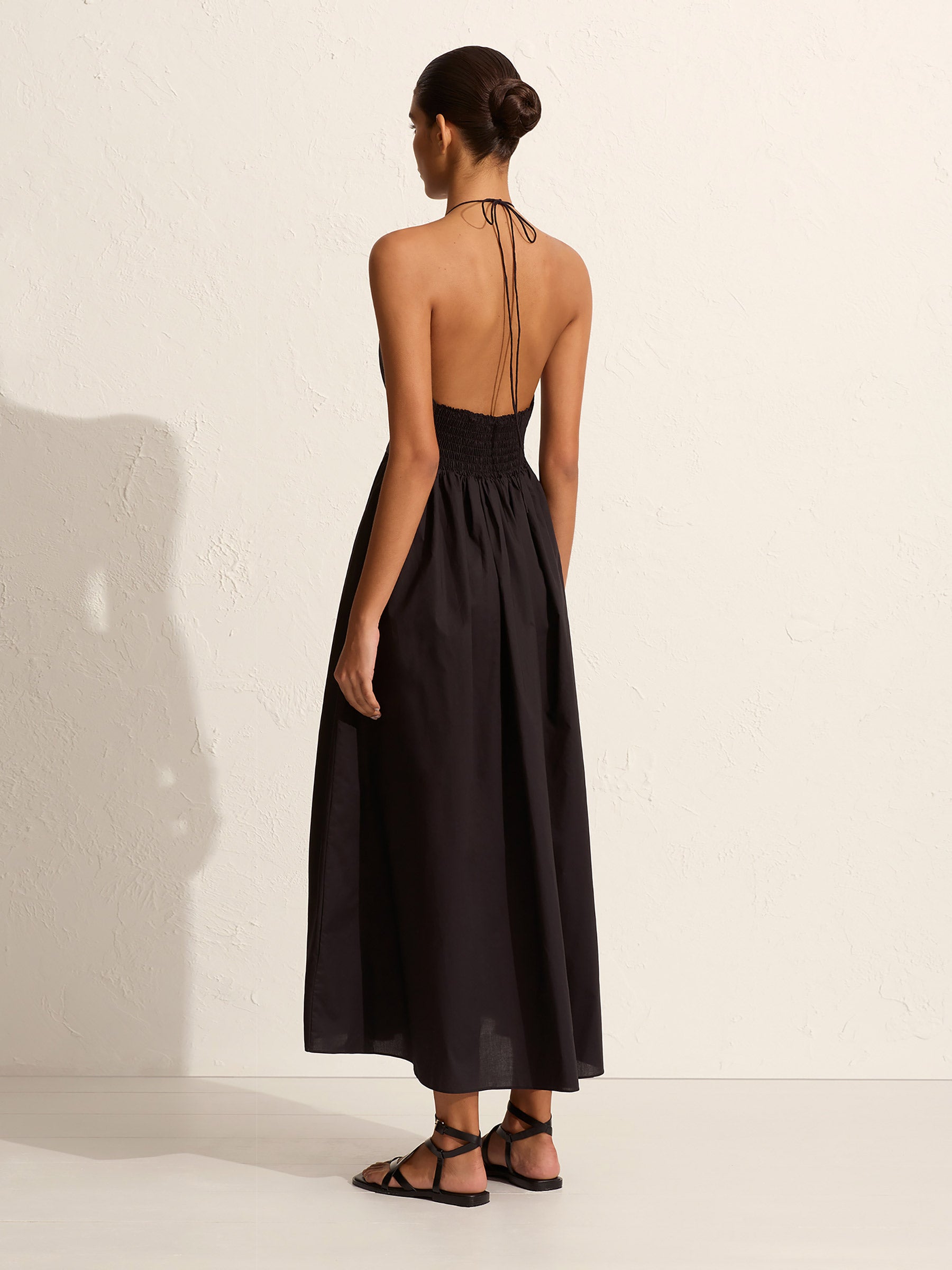 Matteau Drawcord Halter Sundress in Black The UNDONE