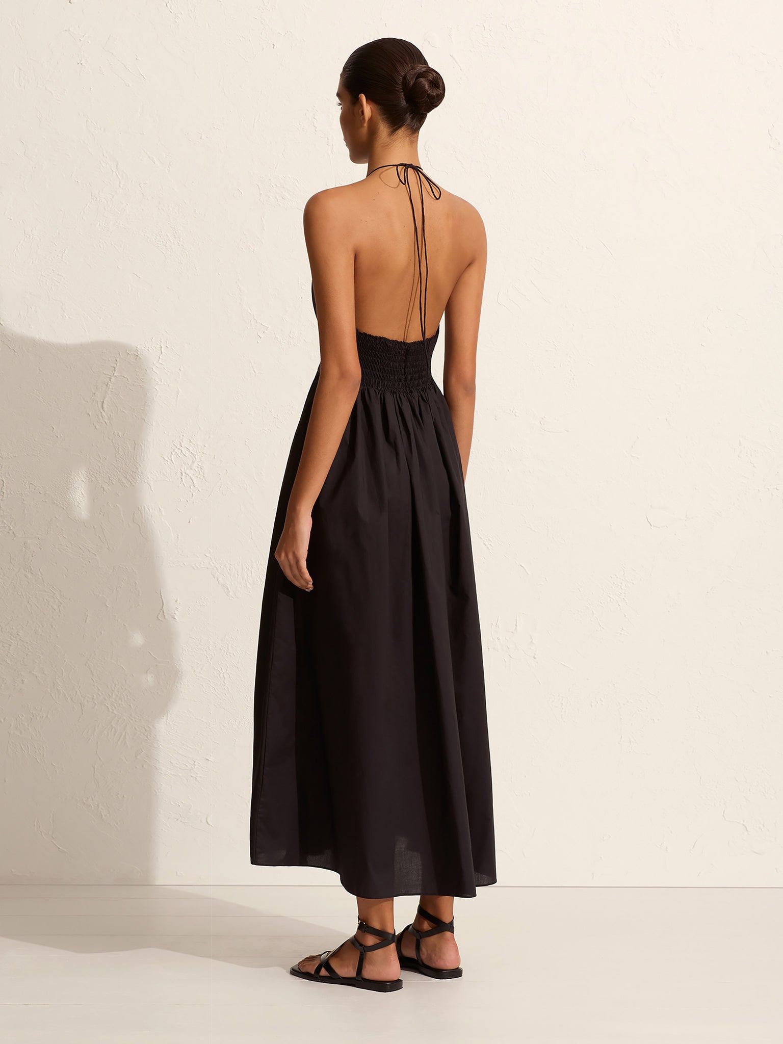 Matteau Drawcord Halter Sundress in Black The UNDONE
