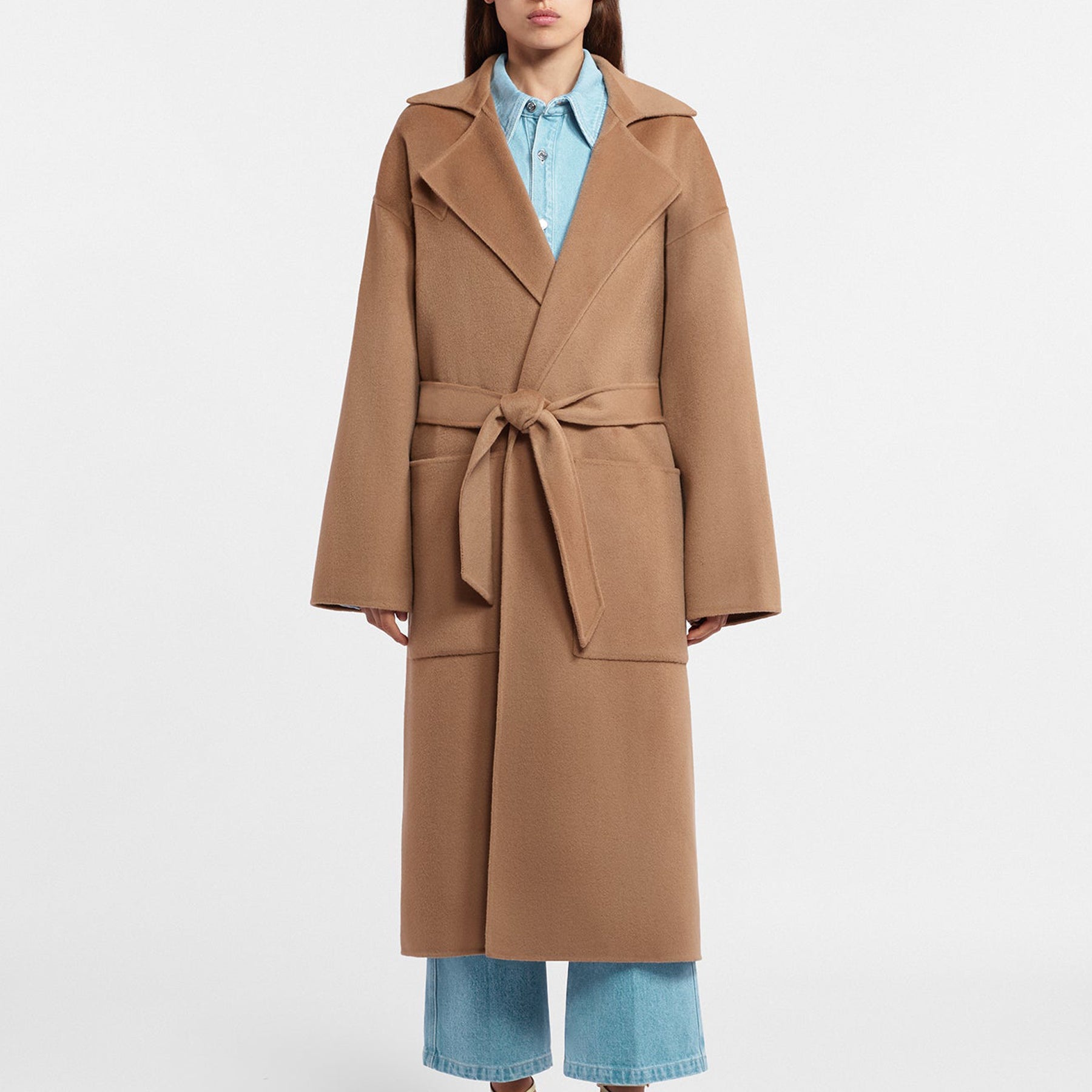 Nanushka | Alamo Robe Coat in Camel | The UNDONE