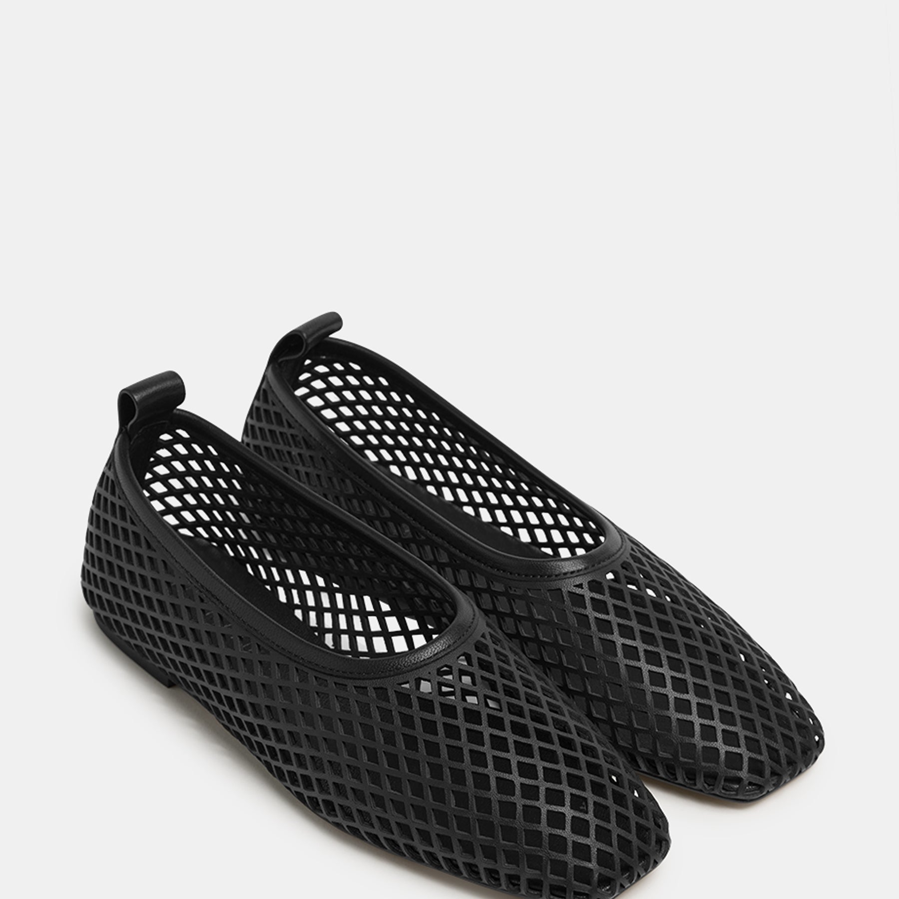 Nelson Made | Lou Perforated Flat in Black Leather | The UNDONE