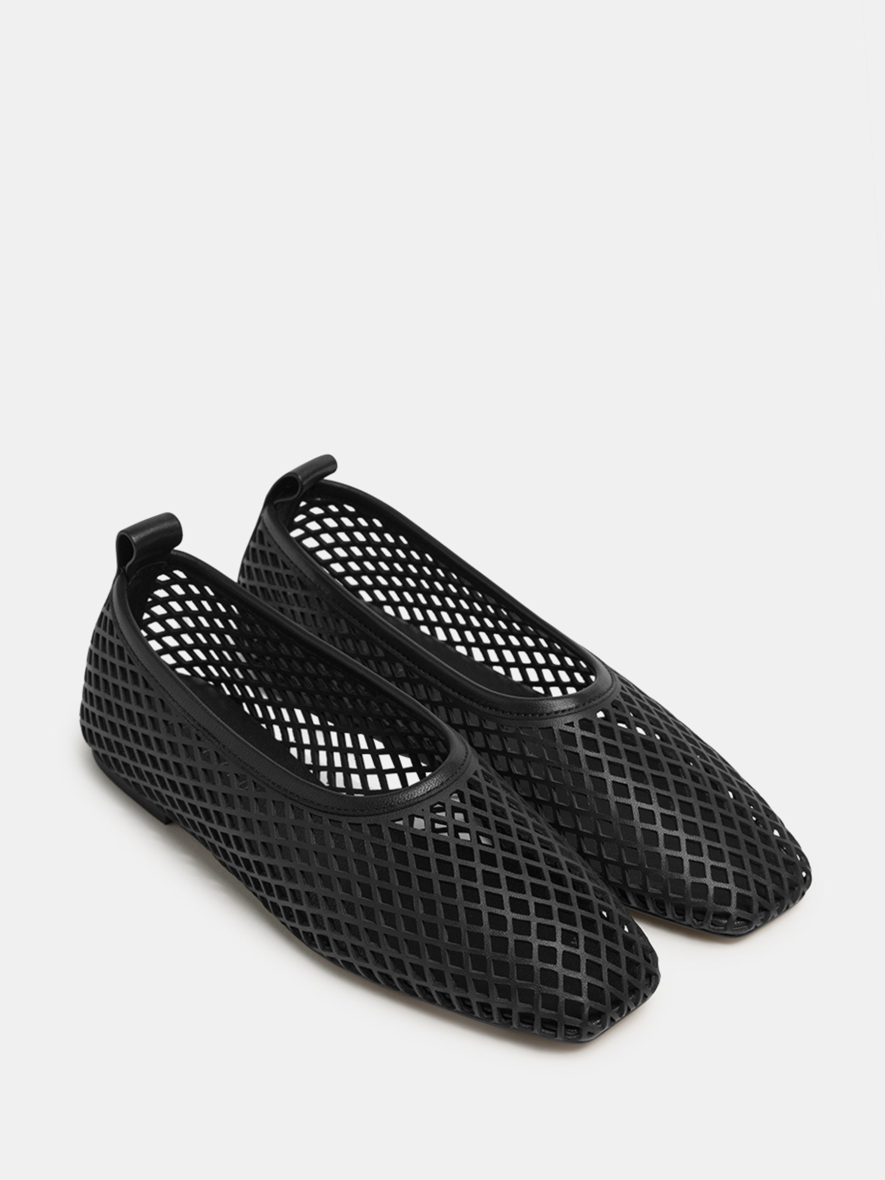 Nelson Made | Lou Perforated Flat in Black Leather | The UNDONE
