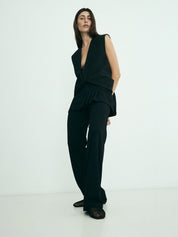 Nelson Made | Lou Perforated Flat in Black Leather | The UNDONE