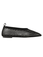 Nelson Made | Lou Perforated Flat in Black Suede | The UNDONE