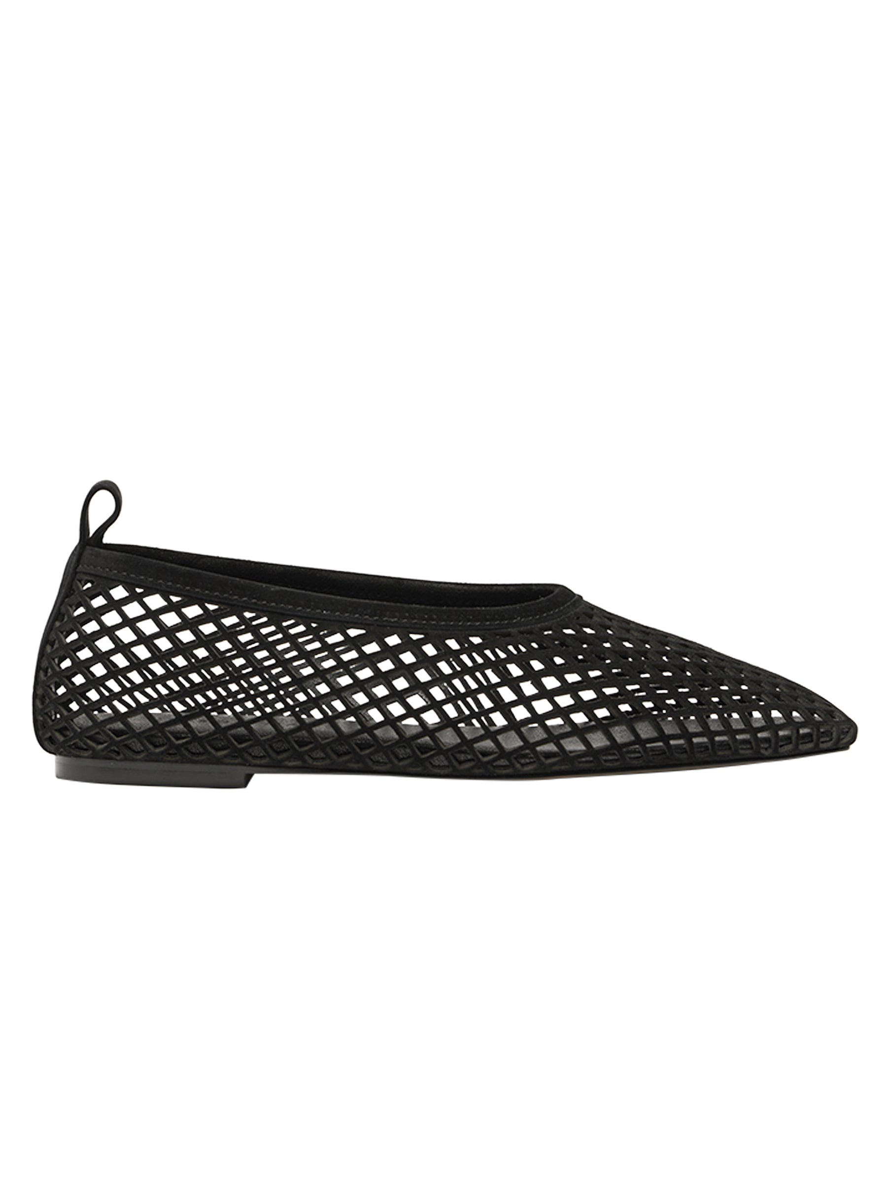 Nelson Made | Lou Perforated Flat in Black Suede | The UNDONE