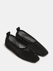 Nelson Made | Lou Perforated Flat in Black Suede | The UNDONE