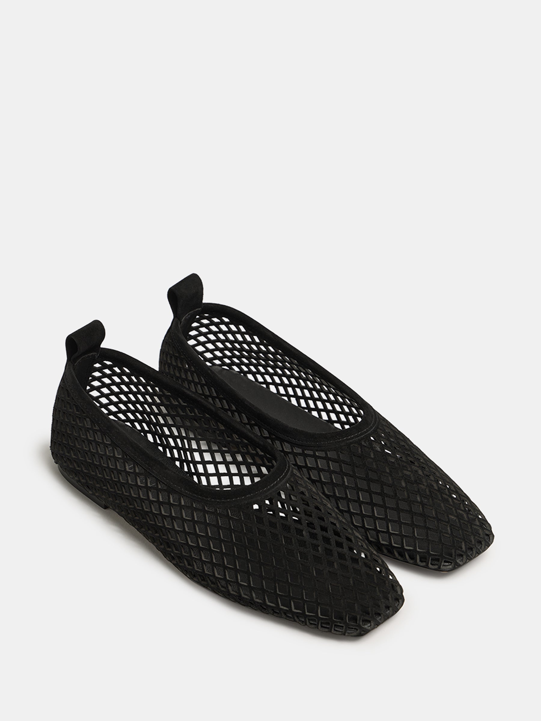 Nelson Made | Lou Perforated Flat in Black Suede | The UNDONE