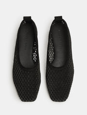 Nelson Made | Lou Perforated Flat in Black Suede | The UNDONE