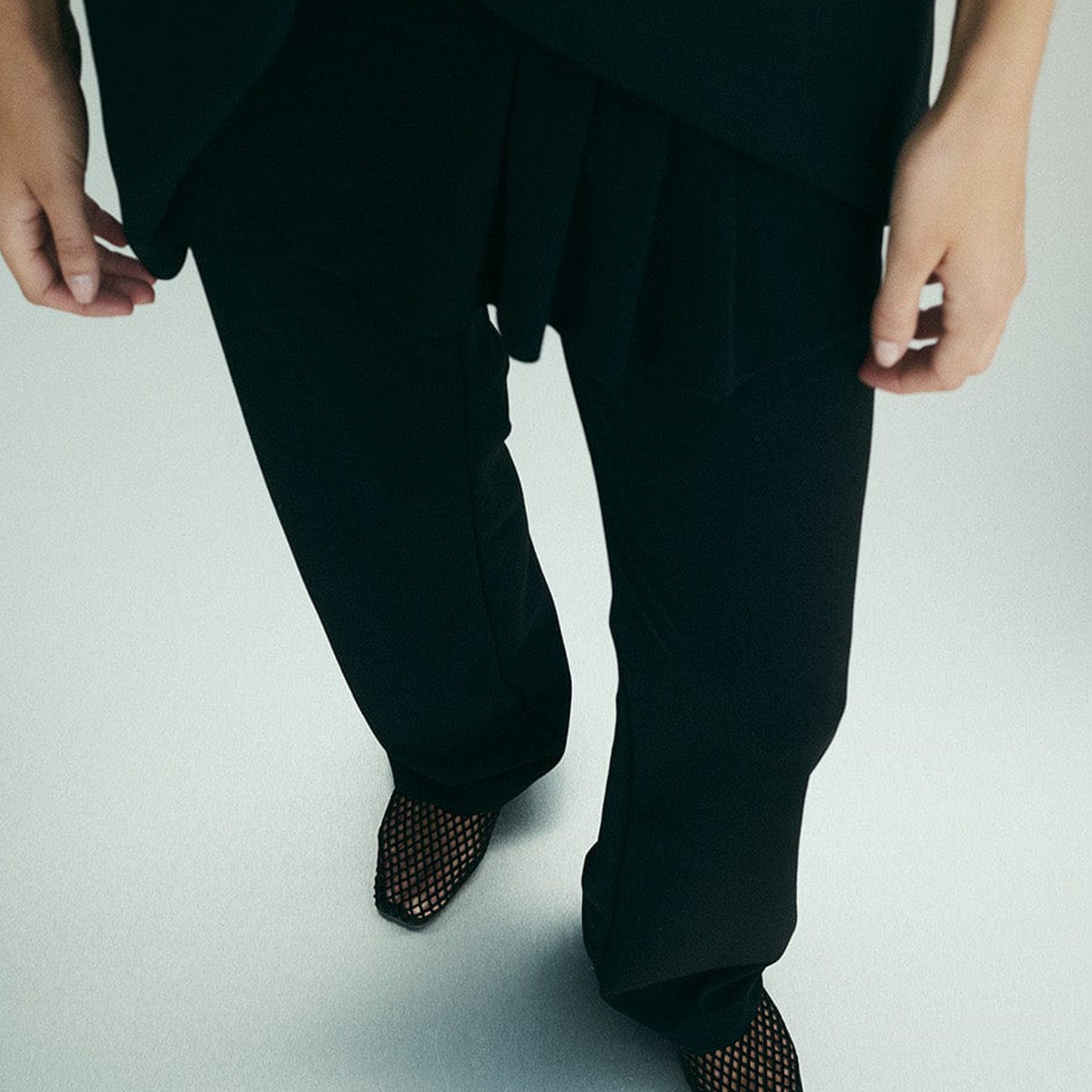 Nelson Made | Lou Perforated Flat in Black Suede | The UNDONE