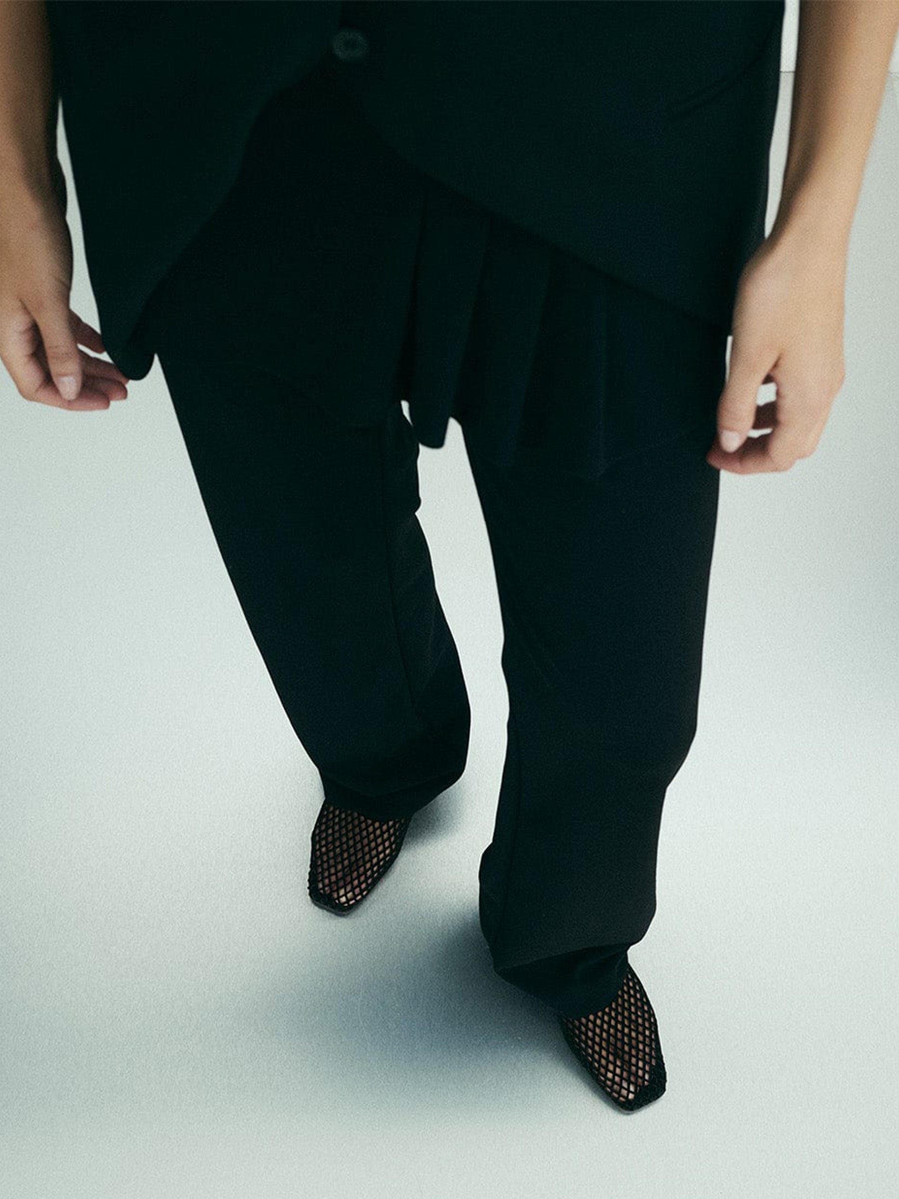 Nelson Made | Lou Perforated Flat in Black Suede | The UNDONE