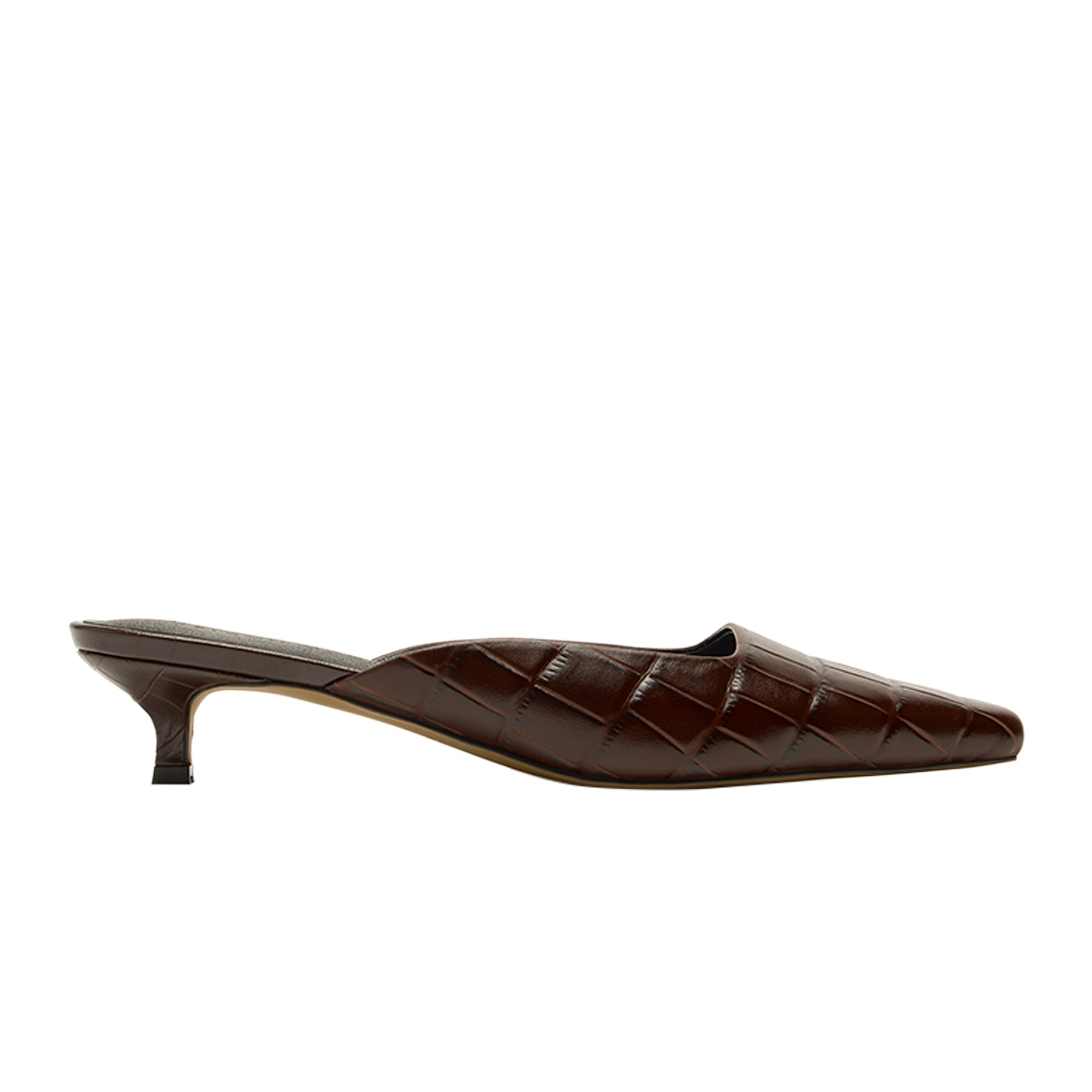 Nelson Made | Mimi Mule in Choc Brown Croc Leather | The UNDONE