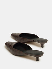 Nelson Made | Mimi Mule in Choc Brown Croc Leather | The UNDONE